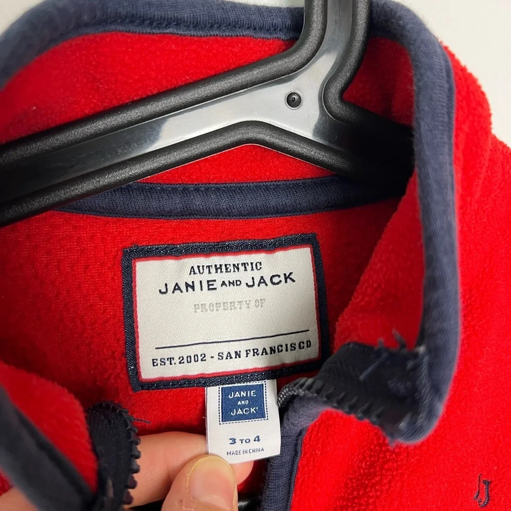 Janie and Jack Red Fleece Jacket Little Boy 3-4‎ y